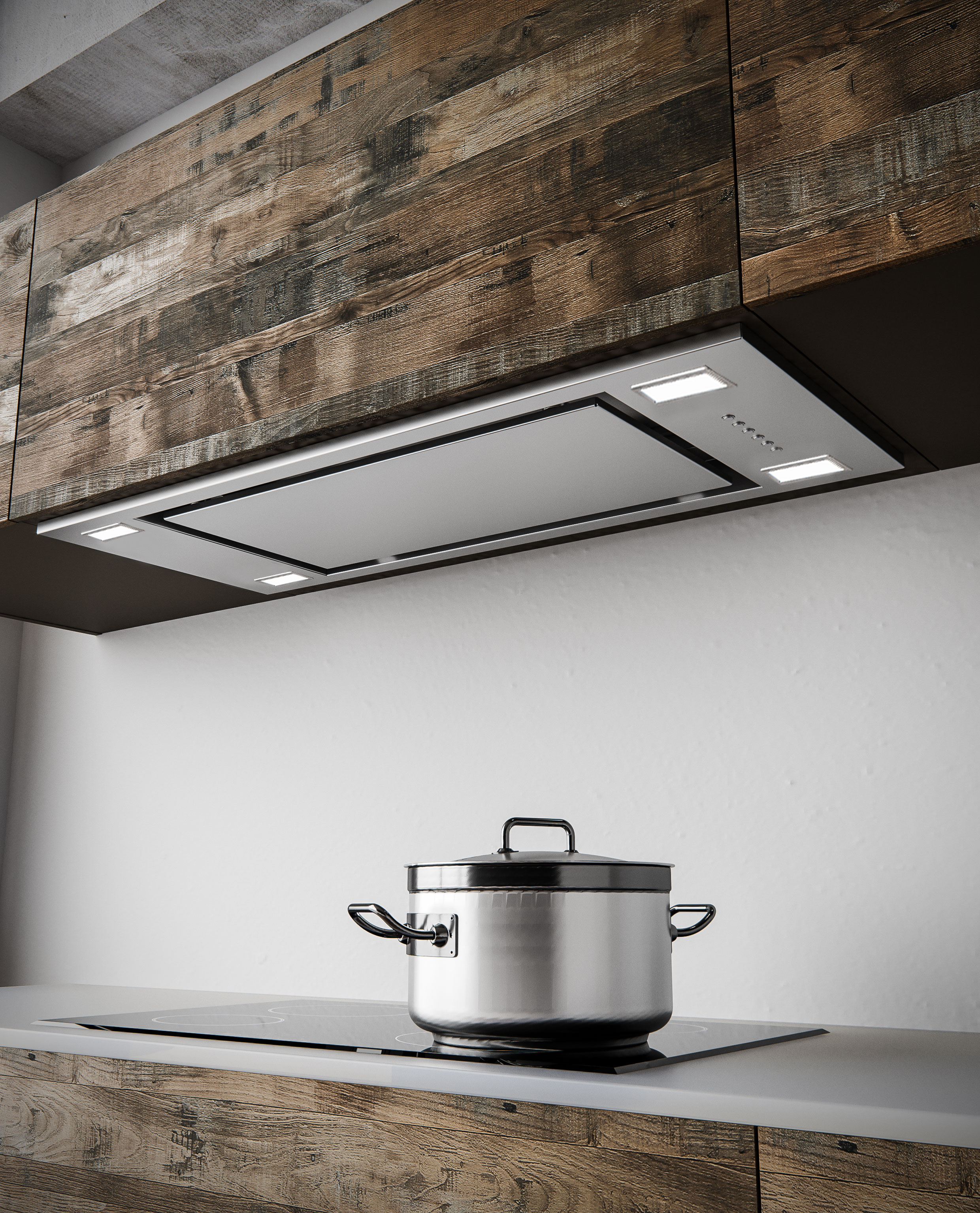 Stainless steel built-in hood with perimetrical suction