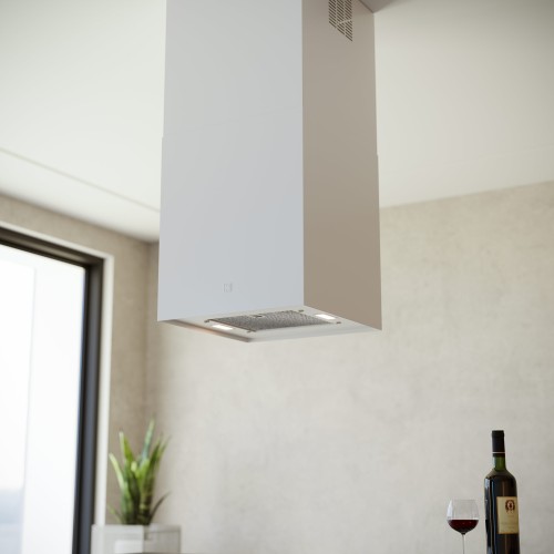 SIRIUS SU408 square island rangehood white matt