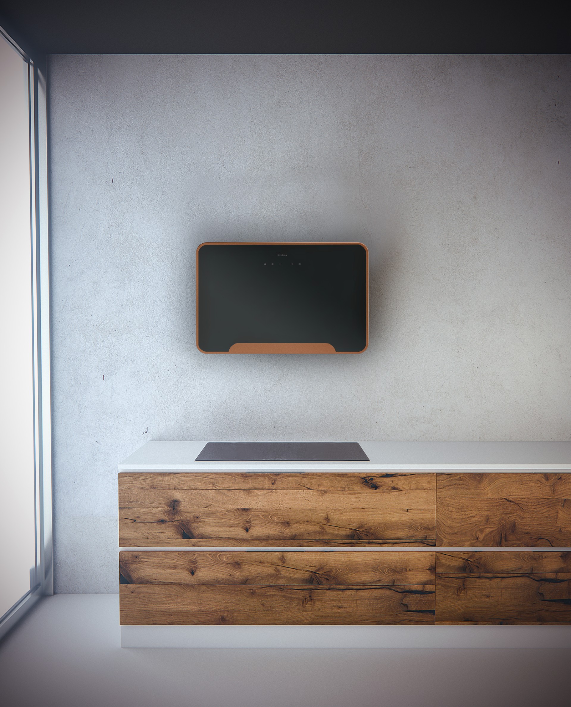 Vertical wall hood equipped with the anti-drop system