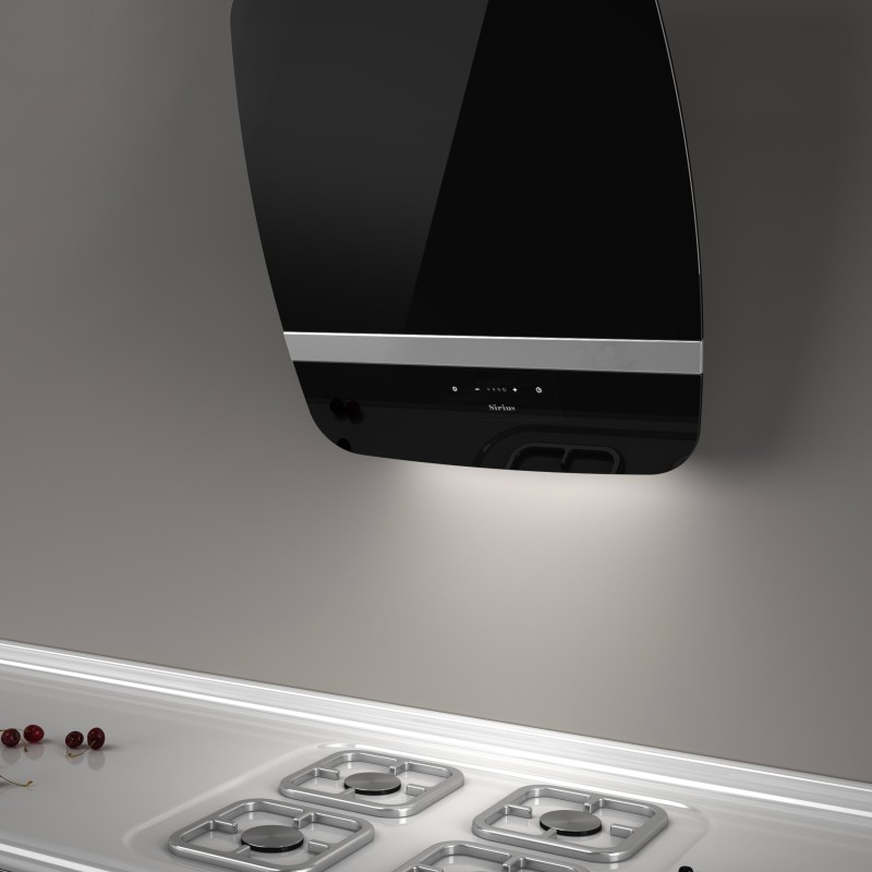 Wall rangehood SLTC90 black glass and touch control