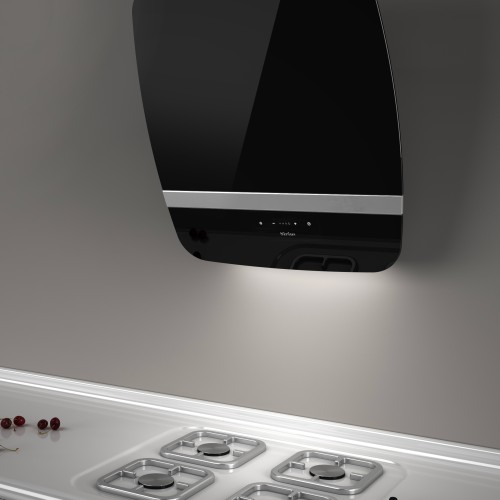 Cappa a parete SLTC90 con vetri neri e comando touch